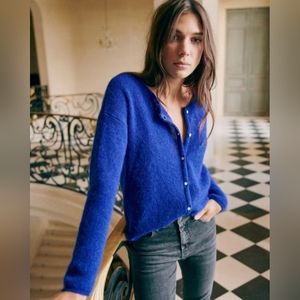Sezane blue gaspard cardigan